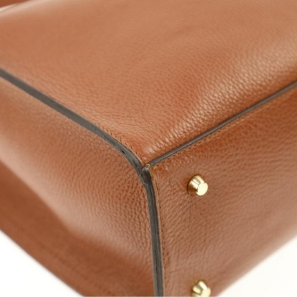 🆕️ Roberto Cavalli Vitello Cognac leather Tote - Picture 7 of 10